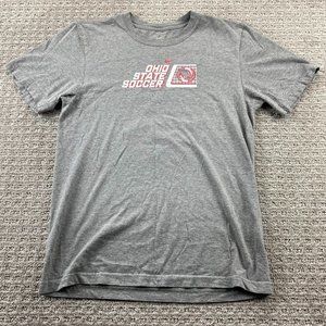 Nike Ohio State Soccer Shirt Men Small S Gray Regular Fit Spell Out Swoosh Tee